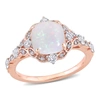 Mimi & Max 4/5 Ct Tgw Opal White Sapphire And Diamond Accent Vintage Style Ring In 10k Rose Gold In Purple