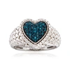 Ross-simons Blue Diamond Heart Ring In Sterling Silver In Silver