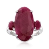 Ross-simons 3-stone Ruby Ring In Sterling Silver In Red