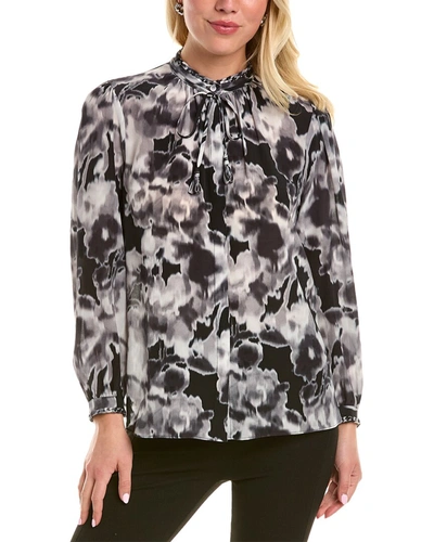 Kobi Halperin Printed Silk Button-front Blouse In Black