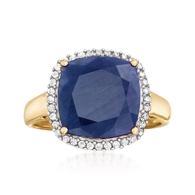 Ross-simons Sapphire And . Diamond Ring In 14kt Yellow Gold In Blue