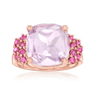 Ross-simons Amethyst And . Rhodolite Garnet Ring In 18kt Rose Gold Over Sterling In Pink