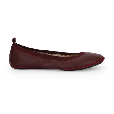 Yosi Samra Nina Foldable Ballet Flat In Brown Peta-approved Vegan Leather In Red