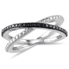 Mimi & Max Black Diamond Crisscross Ring In Sterling Silver With Black Rhodium In Black