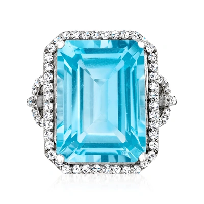 Ross-simons Swiss Blue Topaz And . White Topaz Ring In Sterling Silver