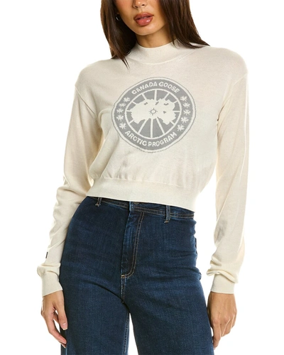 Canada Goose Logo Wool Cropped Sweater In White
