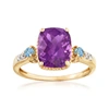 ROSS-SIMONS AMETHYST AND . SWISS BLUE TOPAZ RING WITH DIAMOND ACCENTS IN 14KT YELLOW GOLD