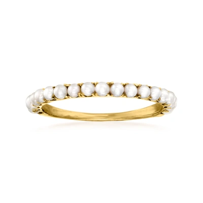 Rs Pure Ross-simons 1.5-2mm Cultured Pearl Ring In 14kt Yellow Gold In Silver