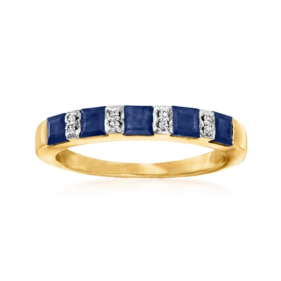Ross-simons Sapphire Ring With Diamond Accents In 18kt Gold Over Sterling In Blue