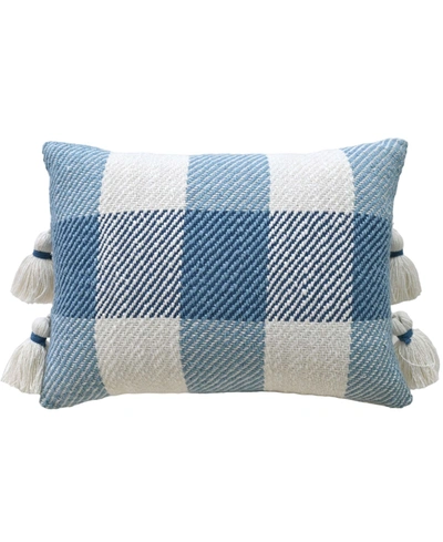 Vibhsa Linden Street Handloom Woven Textured Plaid Decorative Pillow, 14'' X 20'' In Multi