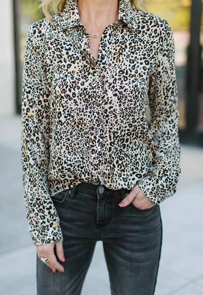 Pink Martini Panther Leopard Printed Blouse In Beige