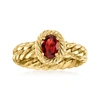 Ross-simons Garnet Curb-link Ring In 14kt Yellow Gold