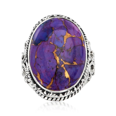Ross-simons Purple Copper Turquoise Ring In Sterling Silver In Blue