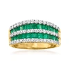 Ross-simons Emerald And . Diamond Multi-row Dome Ring In 14kt Yellow Gold In Multi
