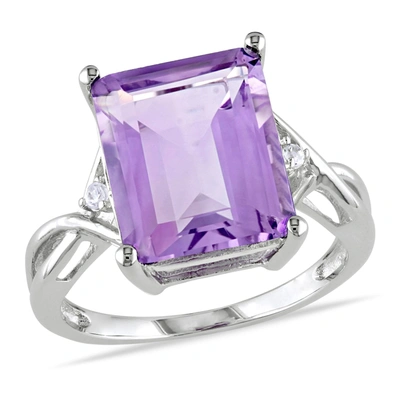 Mimi & Max 5 7/8 Ct Tgw Emerald Cut Amethyst White Topaz Ring In Sterling Silver In Purple