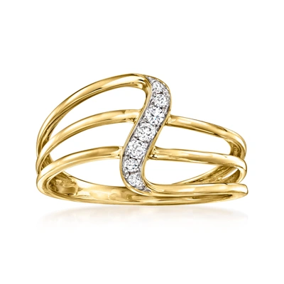 Ross-simons Diamond Wave Ring In 18kt Yellow Gold In Silver