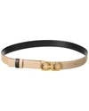 Ferragamo Reversible Gancini Calfskin Leather Belt In Beige