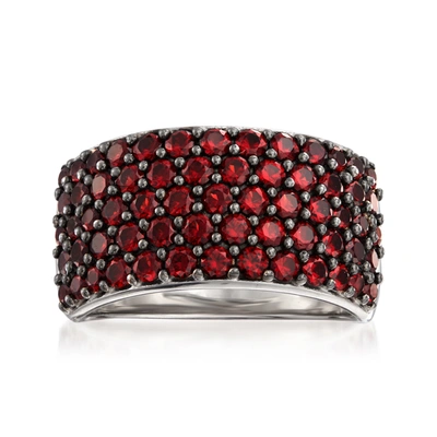 Ross-simons Garnet Multi-row Ring In Sterling Silver In Red