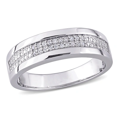 Mimi & Max 1/10ct Tw Diamond Men's Ring In Sterling Silver