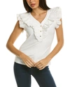 Gracia Ruffle Solid Top In White