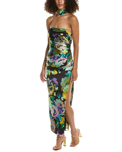 Nicholas Blane Reverse Halter Silk Midi Dress In Black | ModeSens