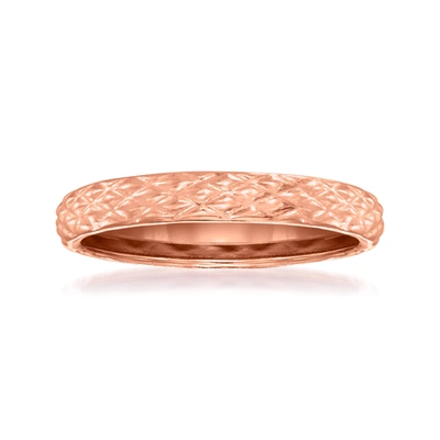 Ross-simons 18kt Rose Gold Quilted Textured Ring In Pink