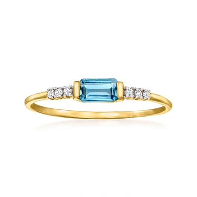 Rs Pure By Ross-simons London Blue Topaz Ring With Diamond Accents In 14kt Yellow Gold