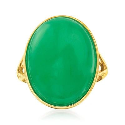 Ross-simons Jade Ring In 14kt Yellow Gold In Green