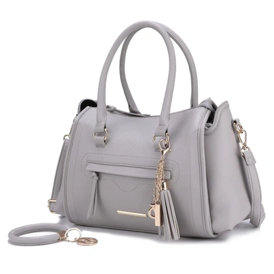 Mkf Collection By Mia K Valeria Satchel Handbag With Keyring In Grey