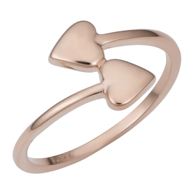 Fremada 14k Rose Gold Double Heart Bypass Ring