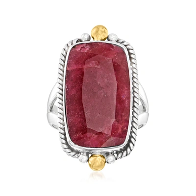 Ross-simons Ruby Ring In 2-tone Sterling Silver In Red