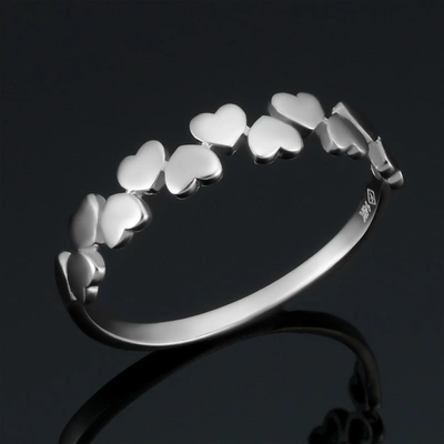 Fremada 14k White Gold Hearts Ring