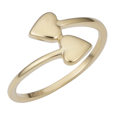 Fremada 14k Yellow Gold Double Heart Bypass Ring