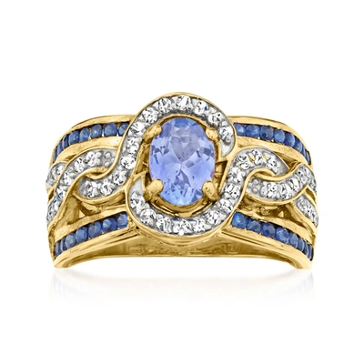 Ross-simons Tanzanite And . Sapphire Ring With . White Zircon In 18kt Gold Over Sterling