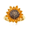 Ross-simons Citrine And . Smoky Quartz Sunflower Ring In 18kt Gold Over Sterling In Gold