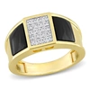 MIMI & MAX 2CT TGW SQUARE BLACK ONYX AND 1/10CT TW DIAMOND MEN'S RING IN YELLOW PLATED STERLING SILVER