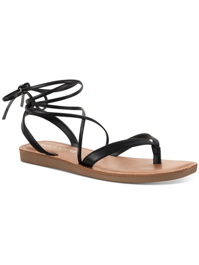 Sun + Stone Maggie Womens Strappy Open Toe Flatform Sandals In Black