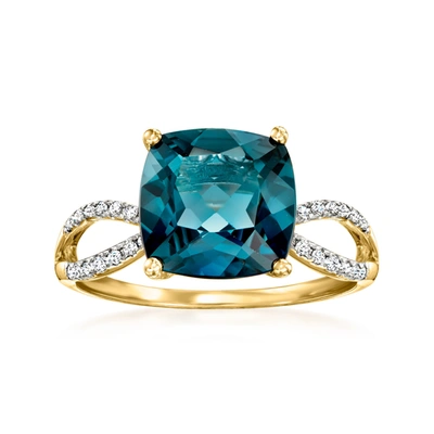 Ross-simons London Blue Topaz And . Diamond Ring In 14kt Yellow Gold