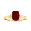 CANARIA FINE JEWELRY CANARIA GARNET RING WITH WHITE TOPAZ ACCENTS IN 10KT YELLOW GOLD