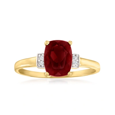 Canaria Fine Jewelry Canaria Garnet Ring With White Topaz Accents In 10kt Yellow Gold