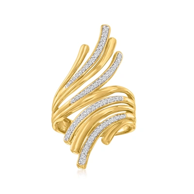Ross-simons Diamond Curve Ring In 18kt Gold Over Sterling In Yellow