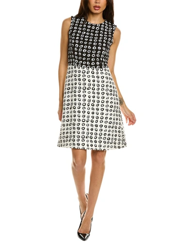 Oscar De La Renta Scribble Dots Dress In Black