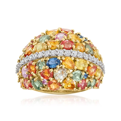 Ross-simons Multicolored Sapphire And . White Zircon Ring In 18kt Gold Over Sterling