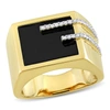Mimi & Max 5ct Tgw Square Black Onyx And 1/6ct Tw Diamond Men's Ring In Yellow Plated Sterling Silver In Black