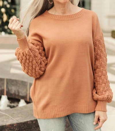 And The Why Bubbly B Sweater In Ginger In Brown