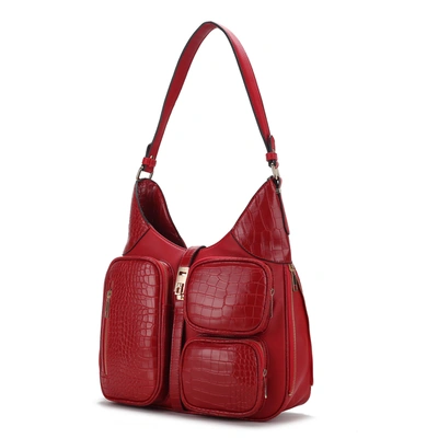 Mkf Collection By Mia K Daphne Crocodile-embossed Vegan Leather Shoulder In Red