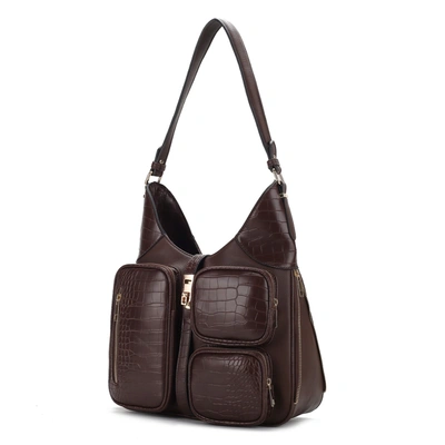 Mkf Collection By Mia K Daphne Crocodile-embossed Vegan Leather Shoulder In Brown