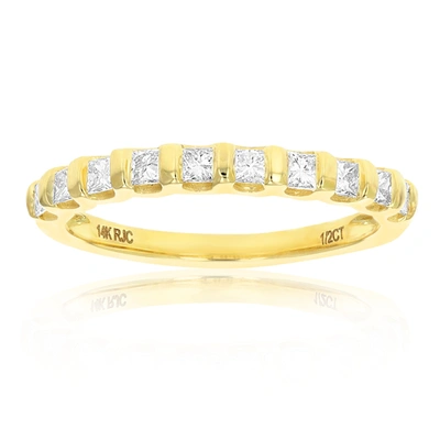 Vir Jewels 1/2 Cttw Princess Cut Diamond Wedding Band 14k Yellow Gold 10 Stones Channel Set In Silver