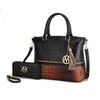 Mkf Collection By Mia K Autumn Crocodile Skin Tote Bag With Wallet In Black