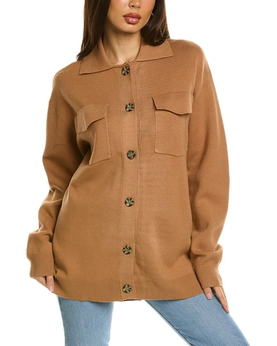 Monrow Supersoft Sweater Knit Shirt In Brown